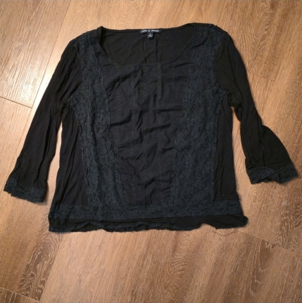 Lightweight Black Lace Detail Blouse